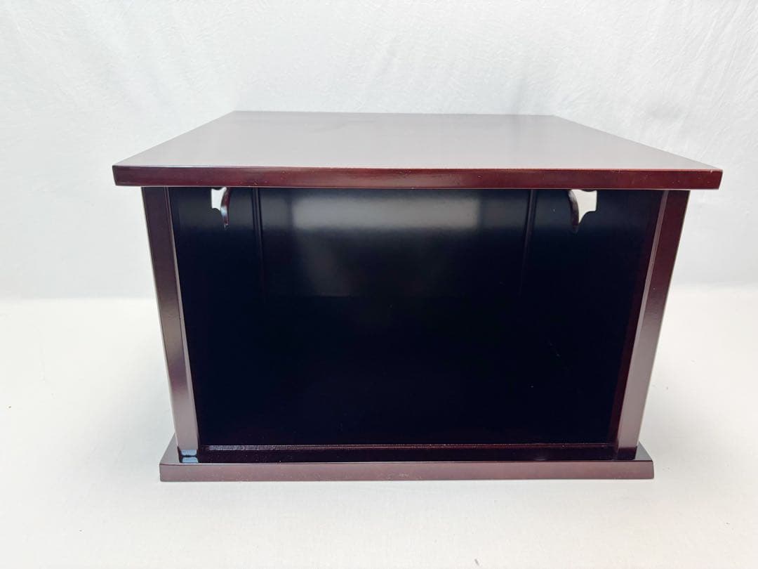 ほぼ未使用 茶道具 小袋棚 表千家 即中斎好写 銀摘み 溜塗 糸目 組立式 紙箱