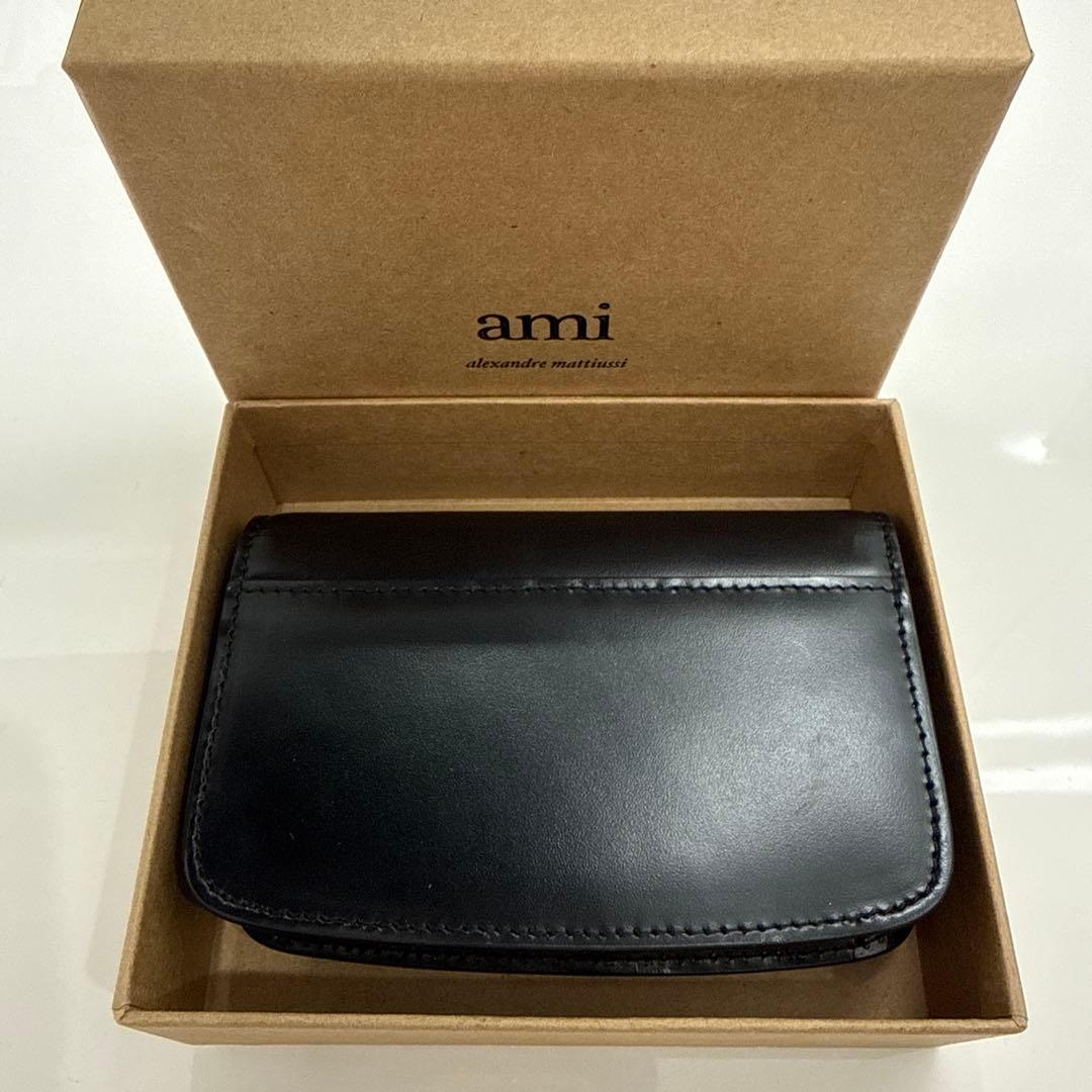 Ami paris ハートロゴ レザー　カードホルダー　 ウォレット　ブラック