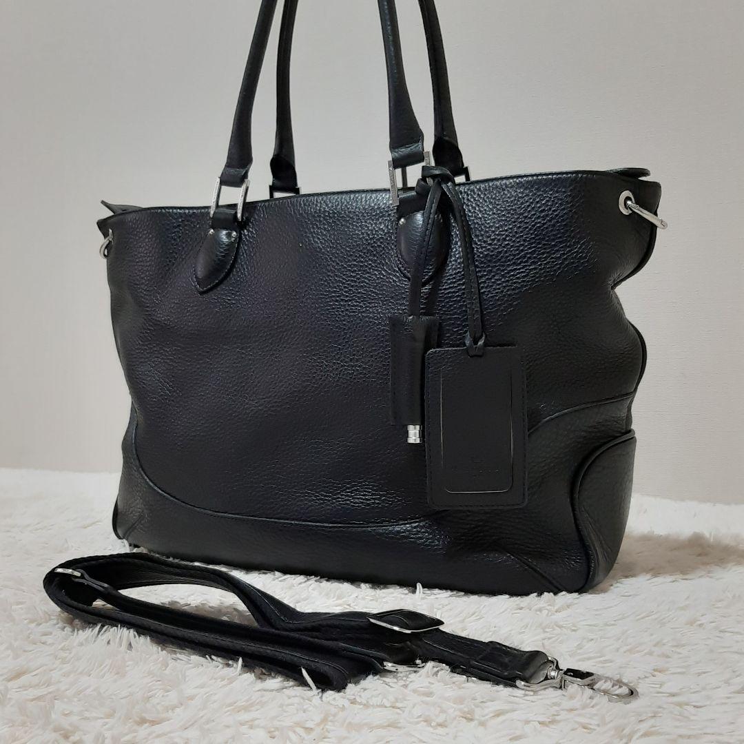 美品　pelle morbida ペッレモルビダ レザー　黒　2way バッグ