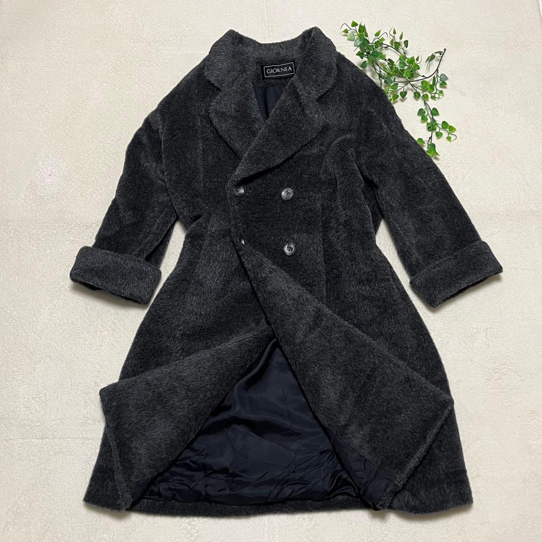 希少　日本製　アルパカ　マキシ丈　ロング　チェスターコート　ブラック