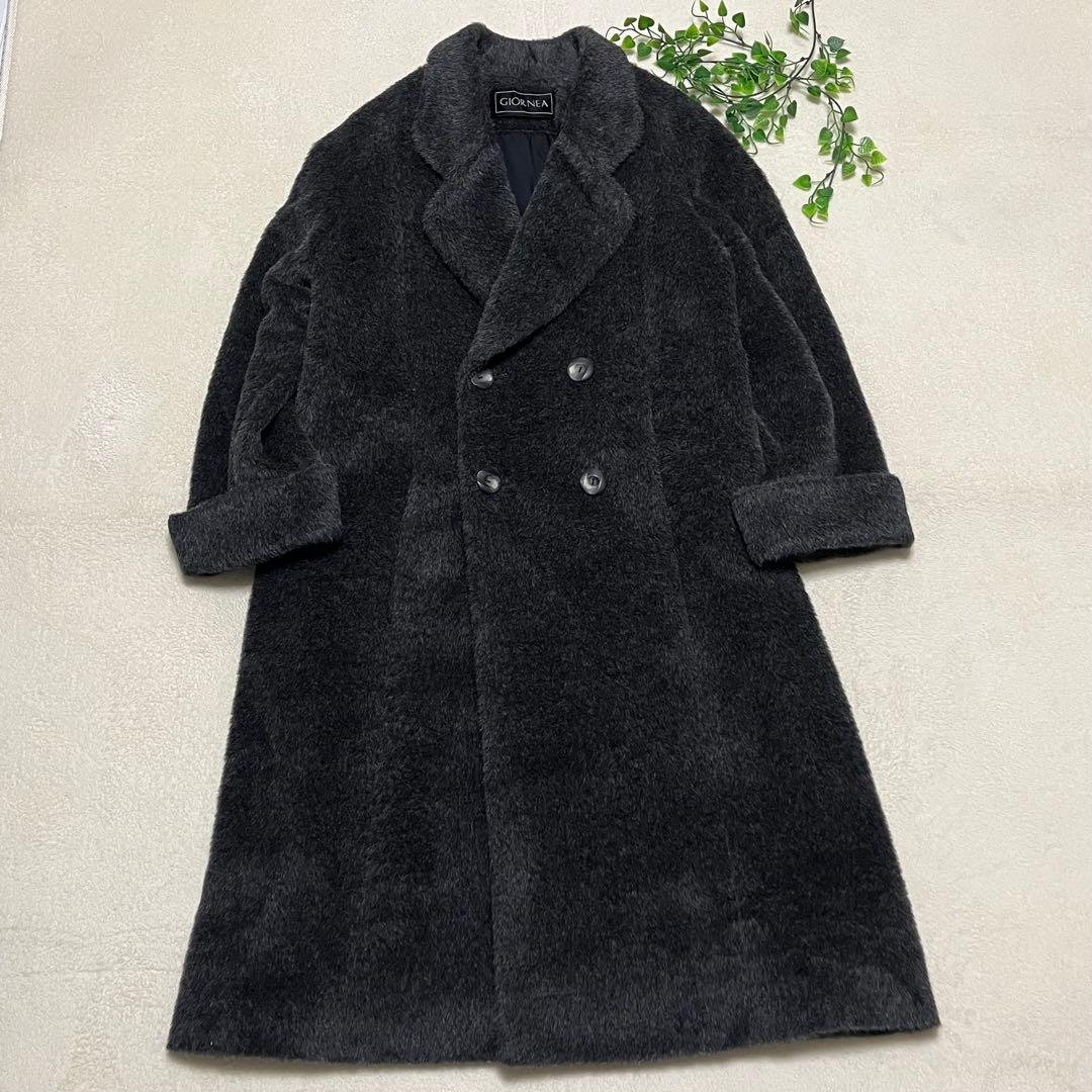 希少　日本製　アルパカ　マキシ丈　ロング　チェスターコート　ブラック