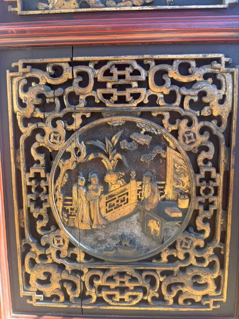 中国　清時代末期〜民国期　箪笥　漆金彫　福建省　アンティーク家具251215