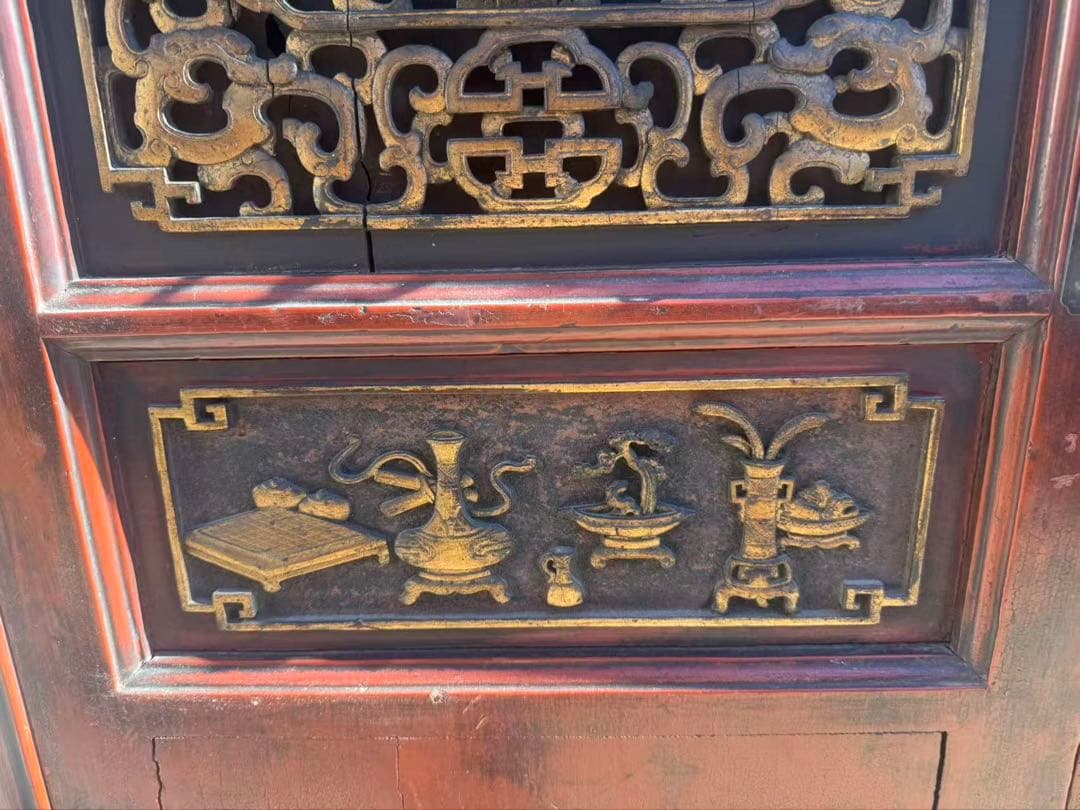 中国　清時代末期〜民国期　箪笥　漆金彫　福建省　アンティーク家具251215