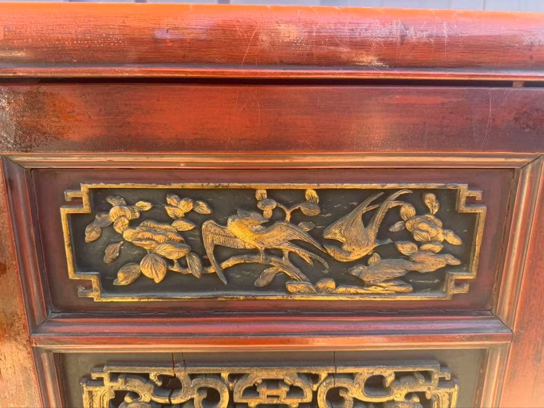 中国　清時代末期〜民国期　箪笥　漆金彫　福建省　アンティーク家具251215