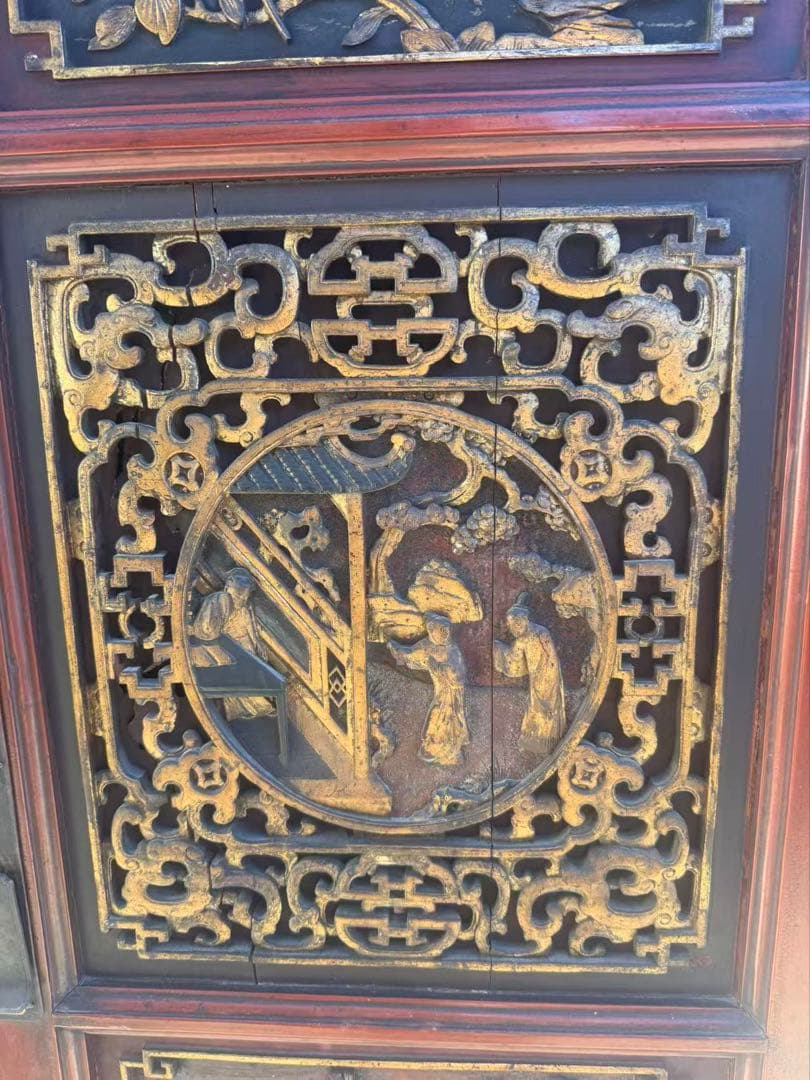 中国　清時代末期〜民国期　箪笥　漆金彫　福建省　アンティーク家具251215