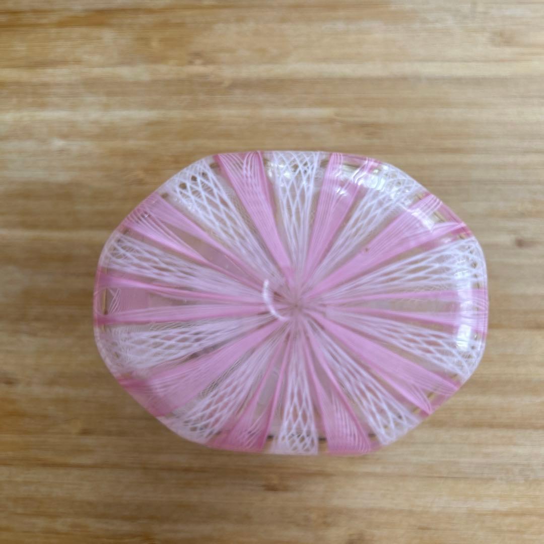 【ベネチアングラス】ムラーノ　レース柄　置物