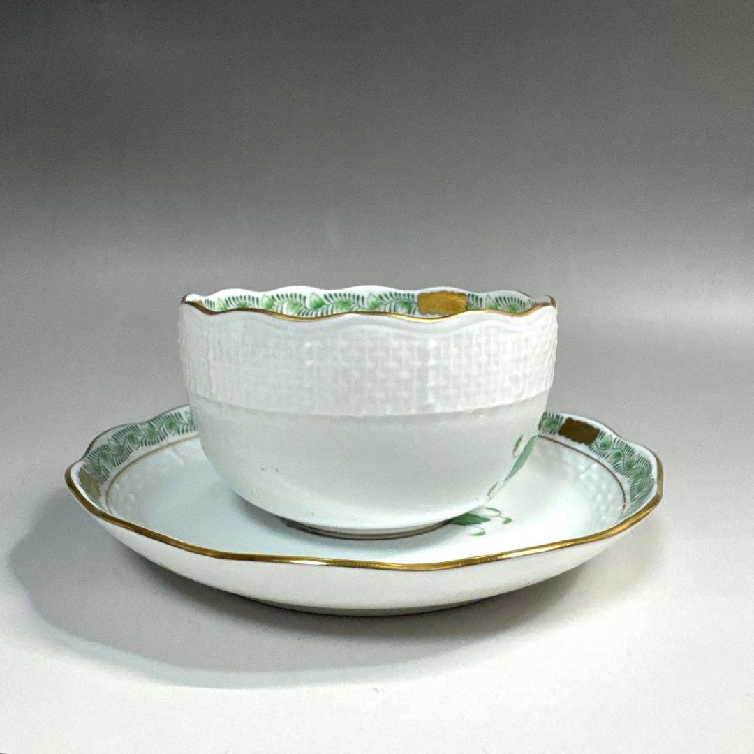 ヘレンド アポニー・ヒストリック・グリーン ティーカップ&ソーサー 2客