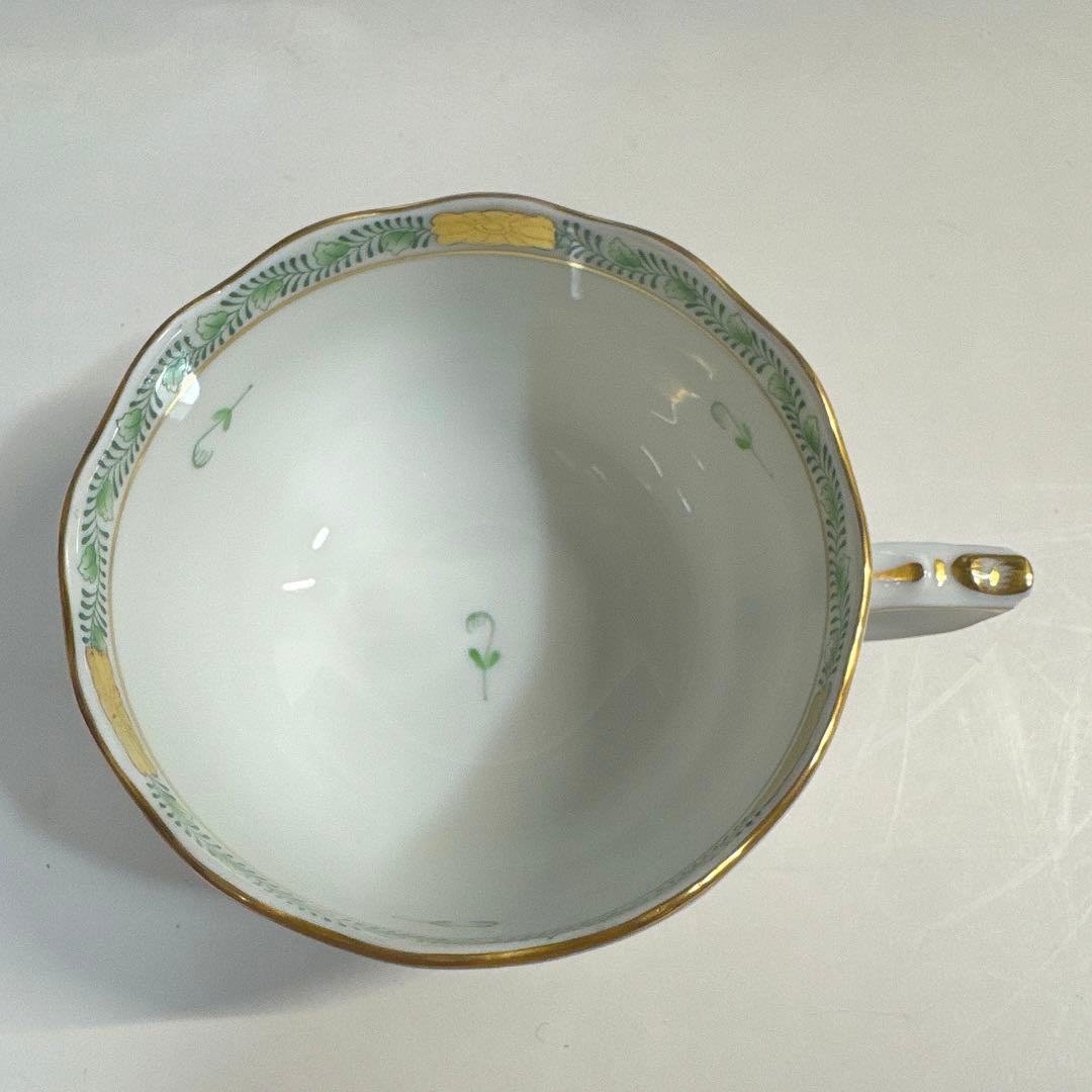 ヘレンド アポニー・ヒストリック・グリーン ティーカップ&ソーサー 2客