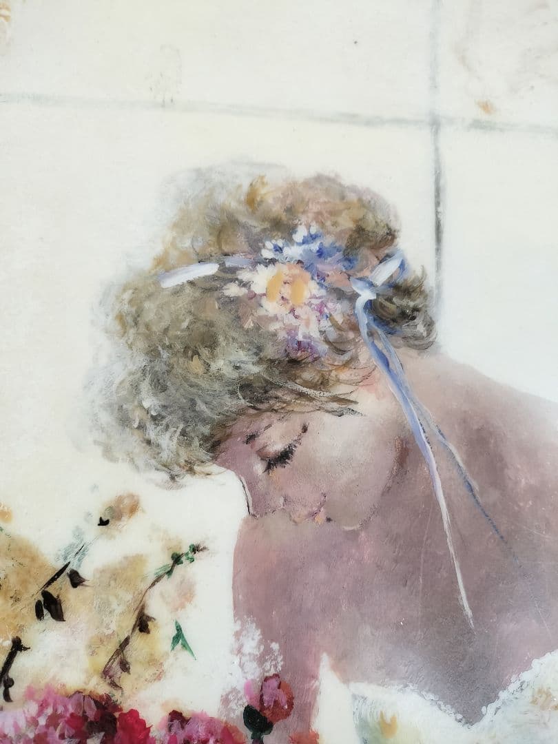 バレエ少女 額装 陶板画 大型　飾り物　陶磁