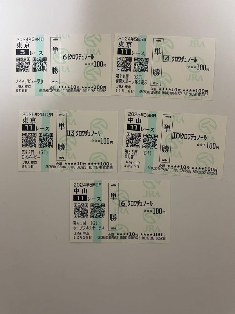 クロワデュノール　新馬戦から日本ダービーまでの現地応援馬券