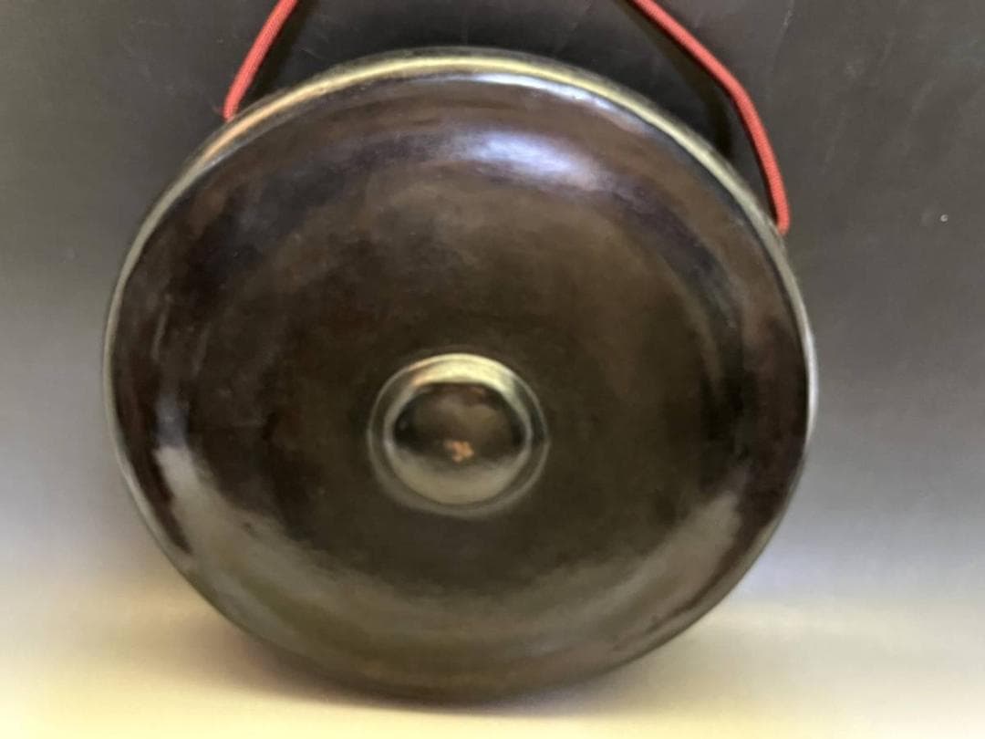 銅鑼■唐銅銅鑼「山本閑浄造」木撥付 最高傑作品 共箱 どら 時代物 骨董品■