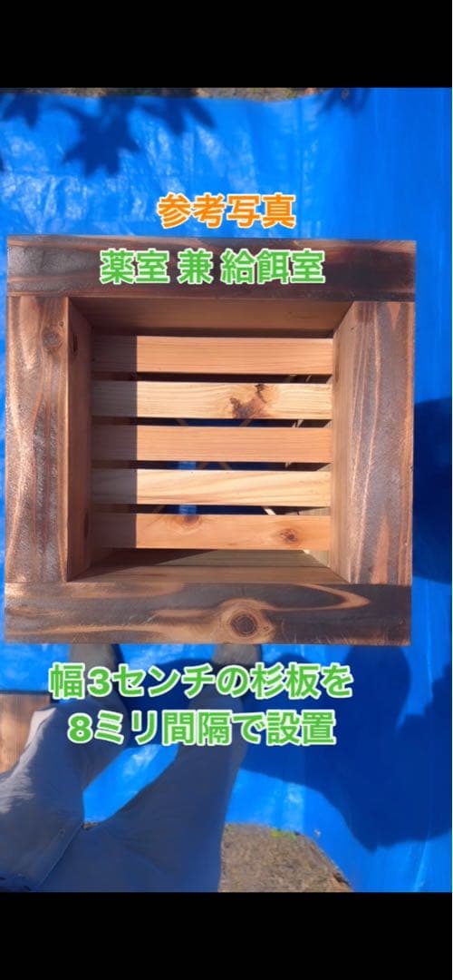 ニホンミツバチ巣箱　待箱　気候変動対応型　板厚4.5cm