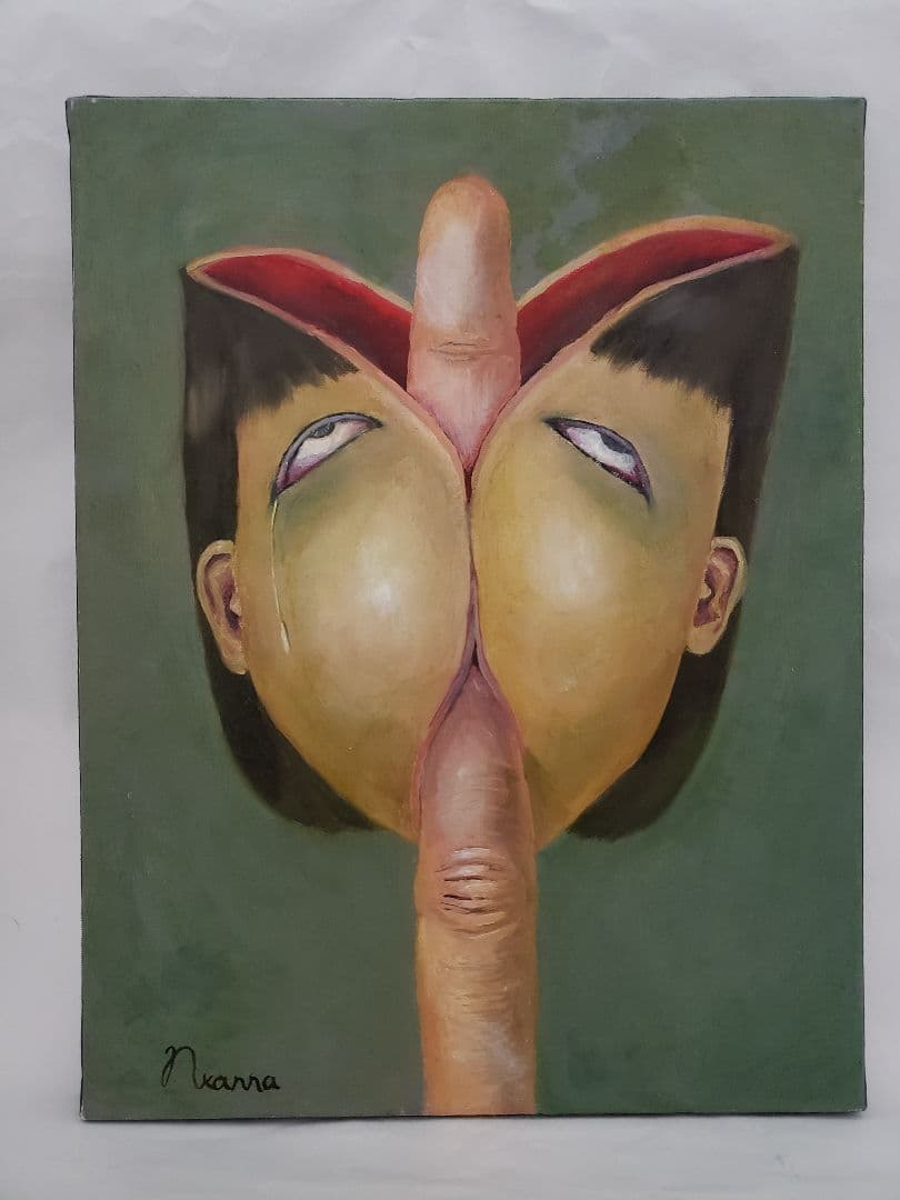 なかがわ寛奈 油彩 「この指とまれ」