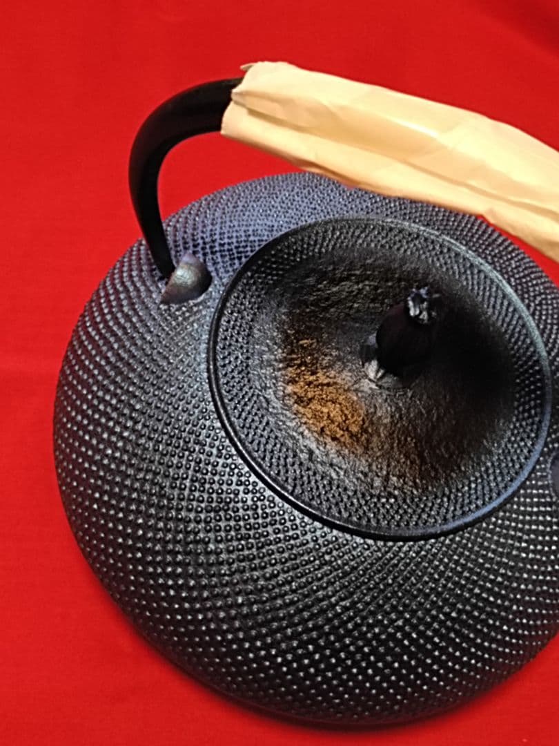 新品未使用【南部鉄器】鉄瓶／及富 南部鉄器 鉄瓶 平丸アラレ◆瑠璃色◆