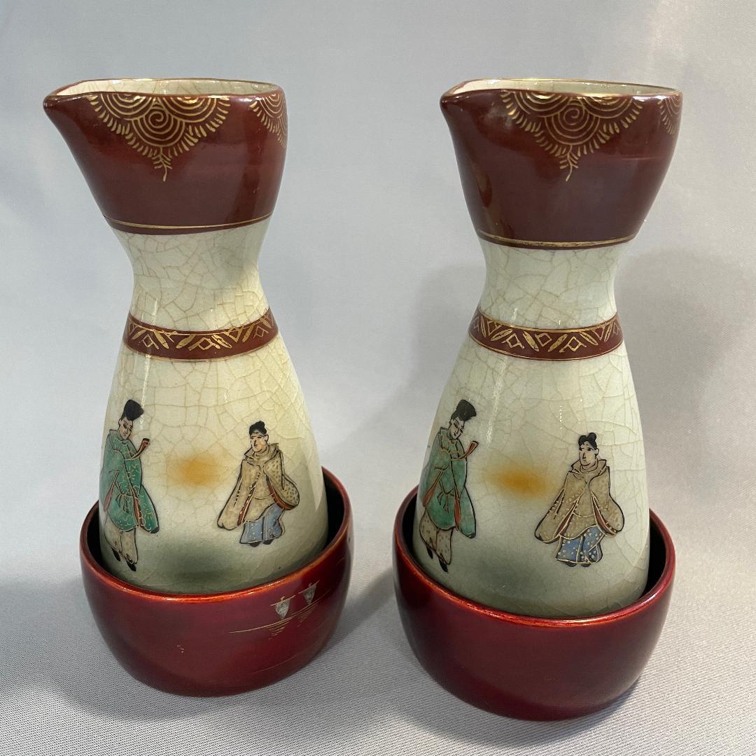 京の骨董品です！清水焼 雅の徳利と塗の袴 2組4点 K2186