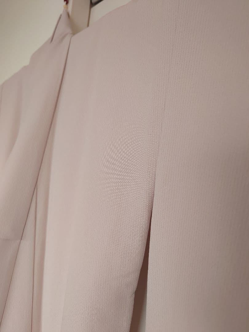 東レシルック 色無地 灰桜　くすみピンク　地紋　紋無し　洗える着物　袷