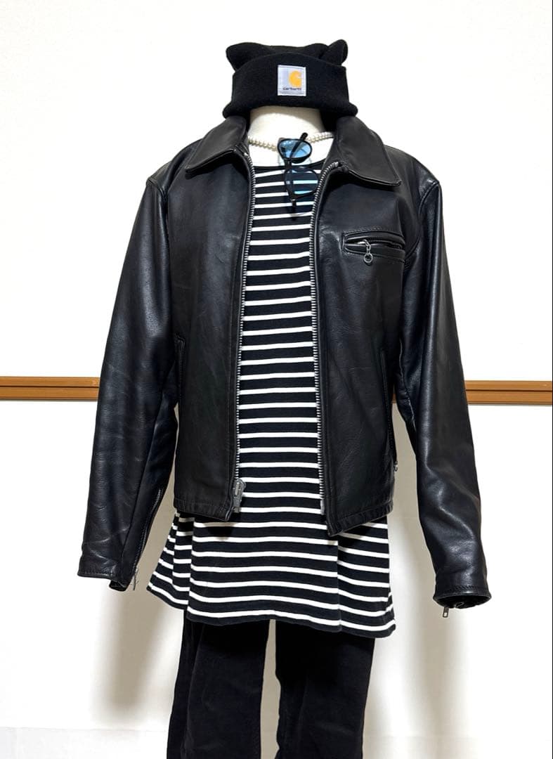 美品✨schott 642 レザージャケット　シングルライダース　牛革　38 黒