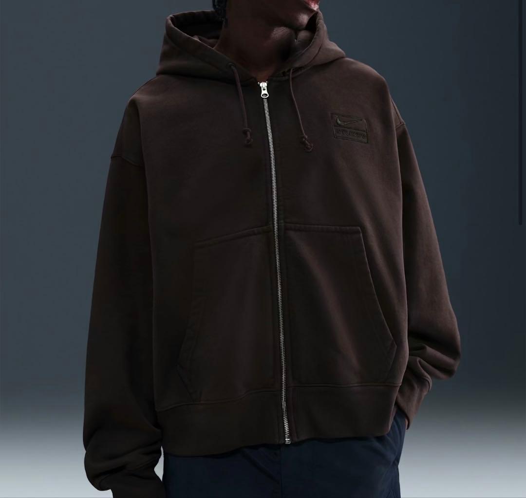 STÜSSY x ナイキ フルジップウォッシュ加工フリースパーカーLサイズ新品