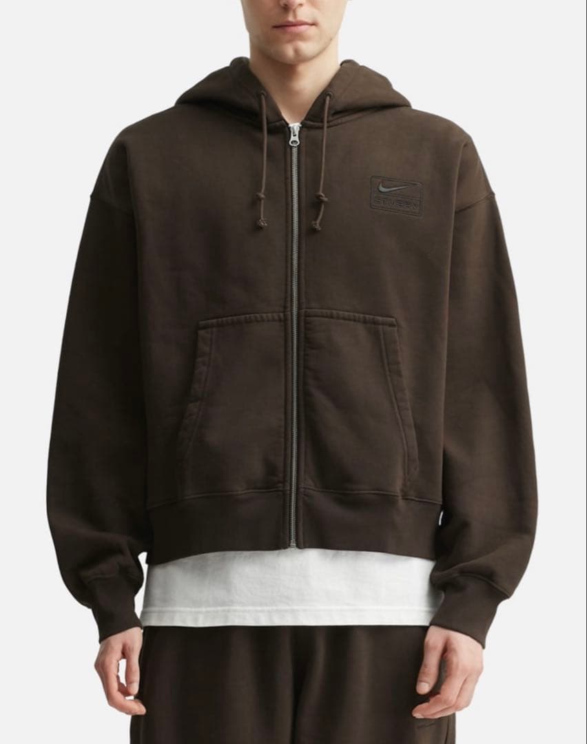 STÜSSY x ナイキ フルジップウォッシュ加工フリースパーカーLサイズ新品