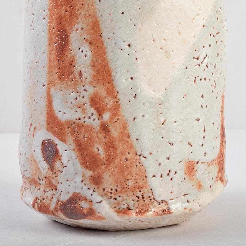 人間国宝　加藤卓男作　鼠志野　花入　共箱　V　R9232