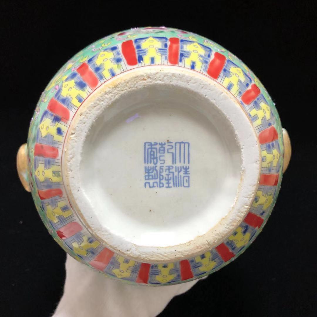 大清 乾隆 風水 ひょうたん瓶 高さ29CM 粉彩 骨董品 擺件 古賞物 陶磁器