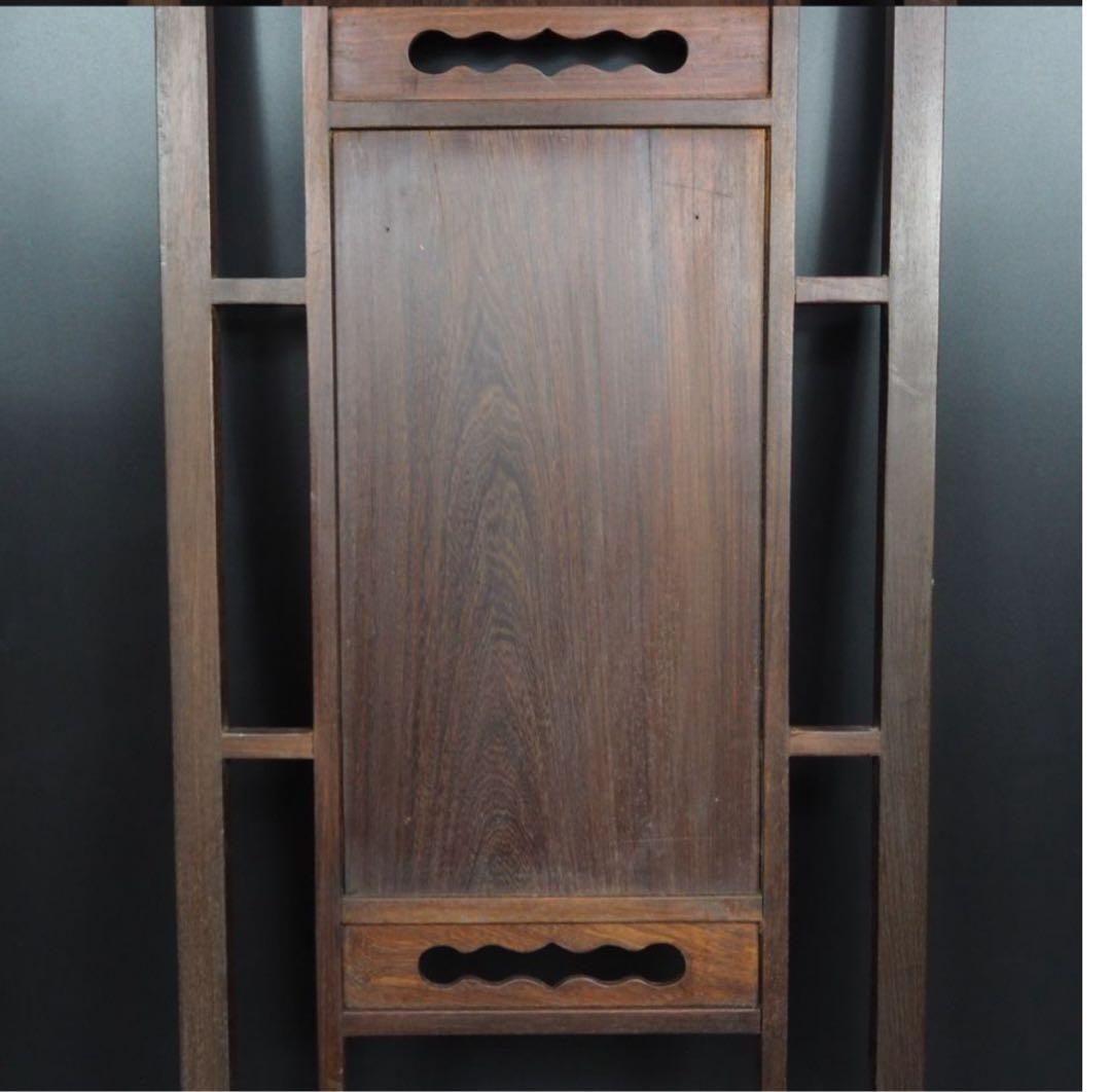 送料無料　清末～民国　唐木紅木鉄刀木　梅蘭竹菊四君子紋彫刻額　94×38ｃｍ