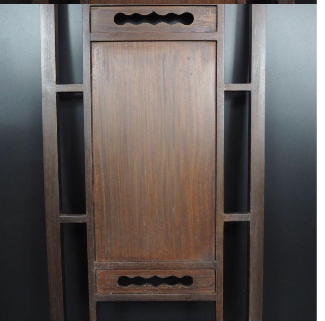 送料無料　清末～民国　唐木紅木鉄刀木　梅蘭竹菊四君子紋彫刻額　94×38ｃｍ