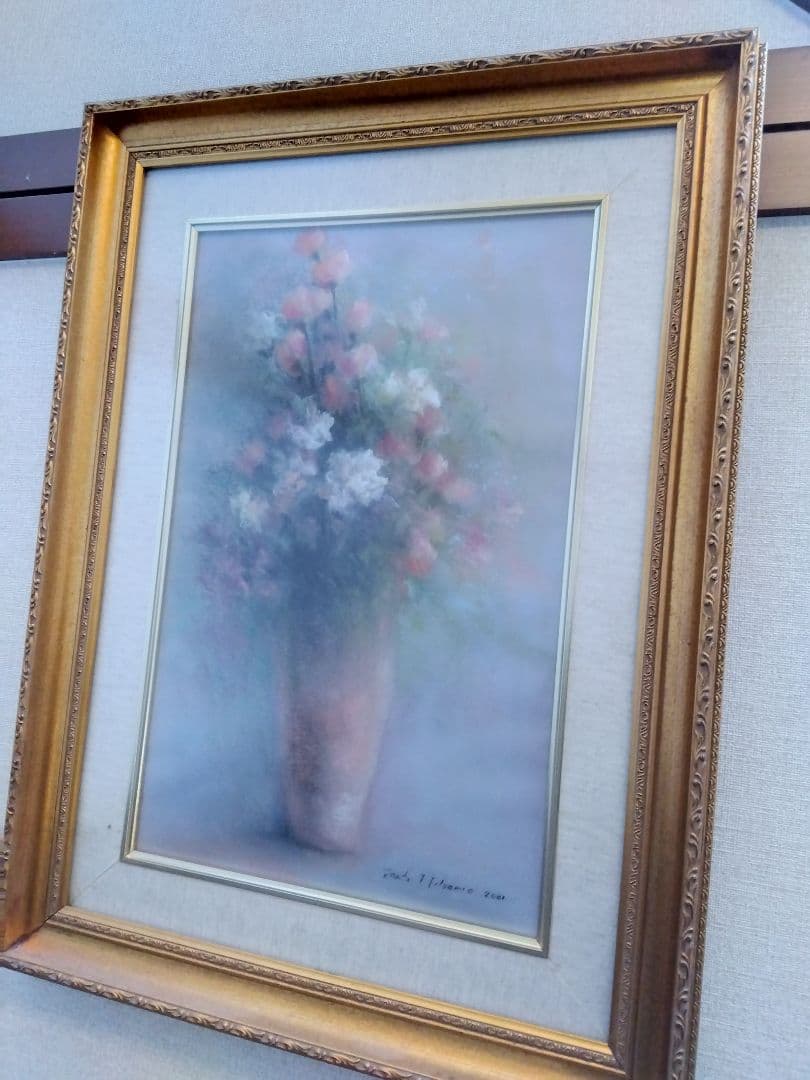 花瓶のパステル画