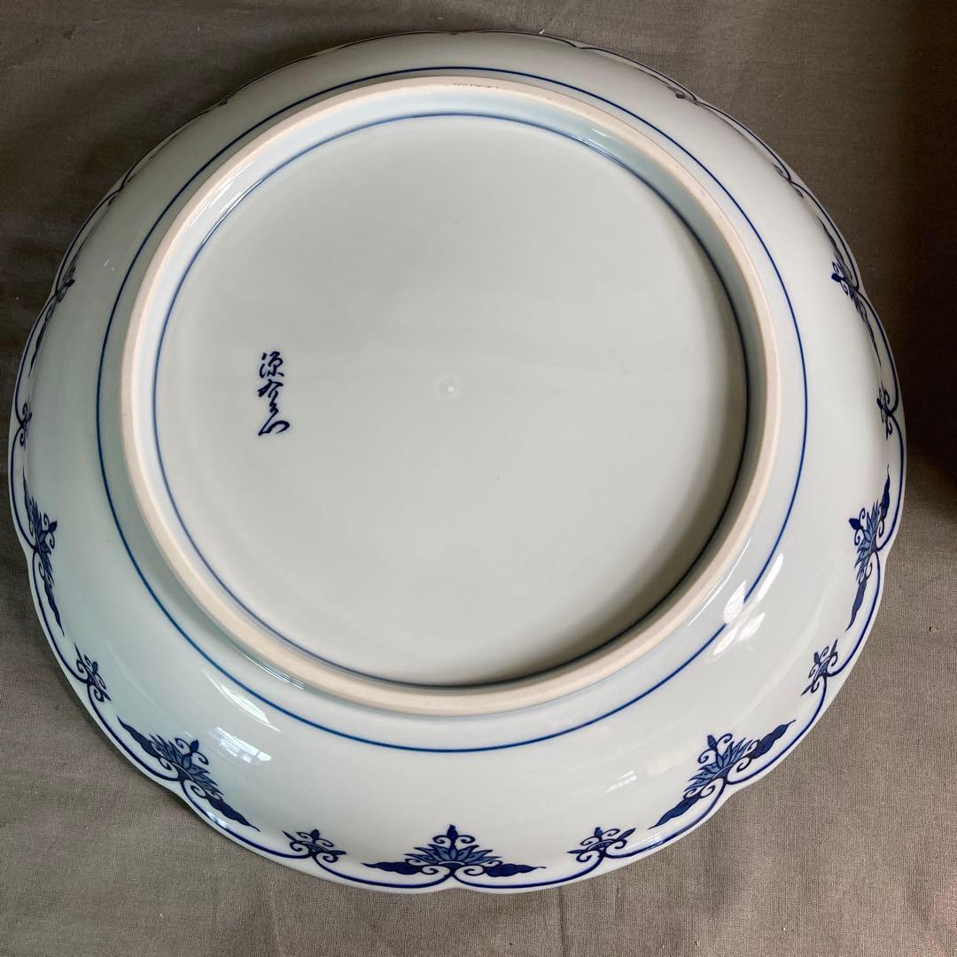 【源右衛門】古伊万里の伝統　日本の名窯　舘林源右衛門作　祥瑞手梅鳥図　花形大皿