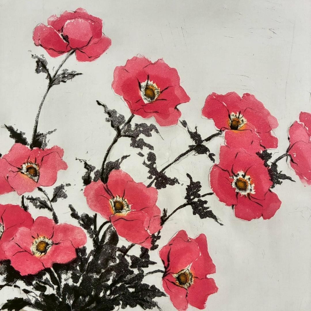 美品 アナピア・アントニーニ「ブライヤのパイプ」カラーエッチング 直筆サイン入り