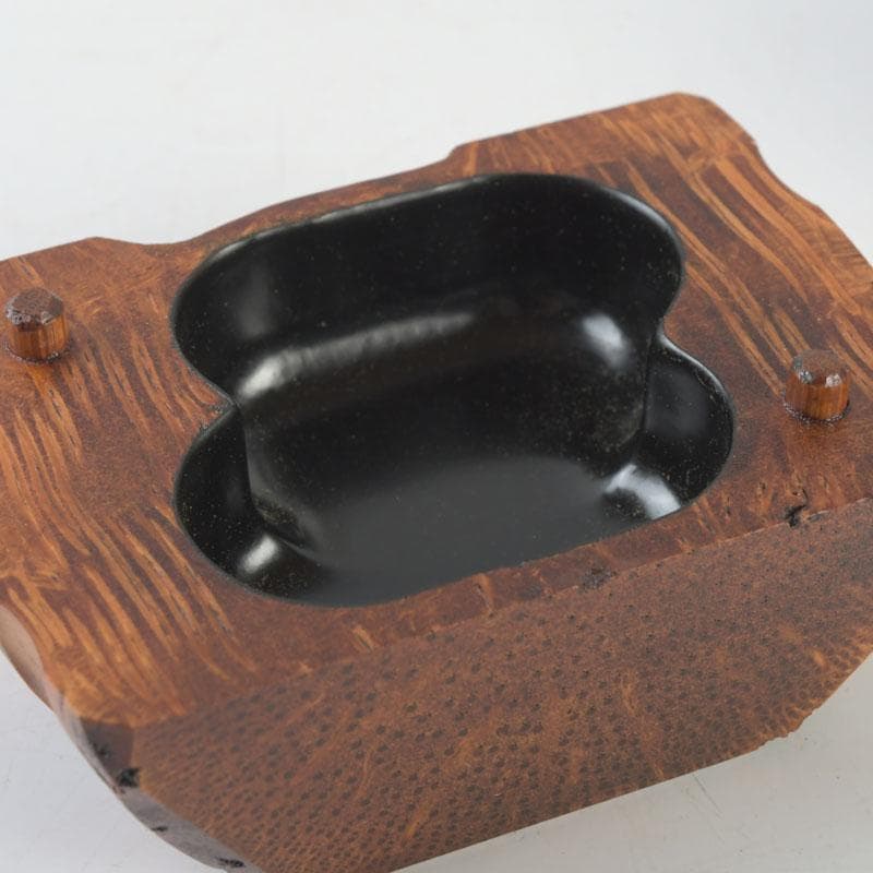 茶道具　竹工師　海野宗泰作　根竹香合　紫野　松長剛山極め箱　V　9614