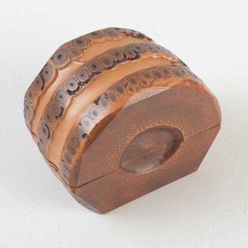 茶道具　竹工師　海野宗泰作　根竹香合　紫野　松長剛山極め箱　V　9614