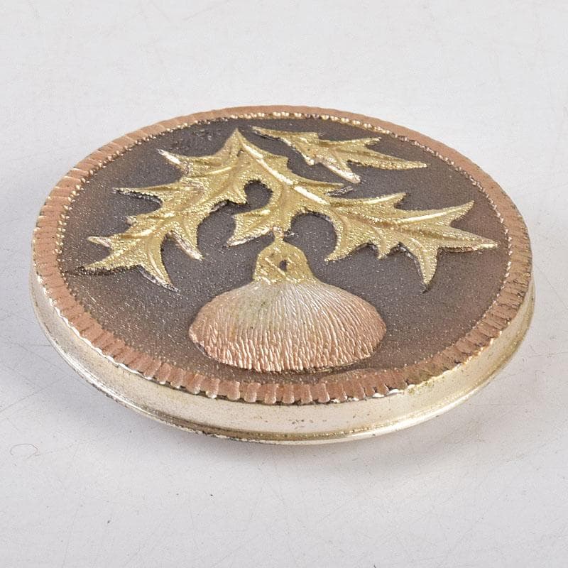 和装小物　彫金　大津陽信作　蒲公英文　帯留　共箱　C　R9042