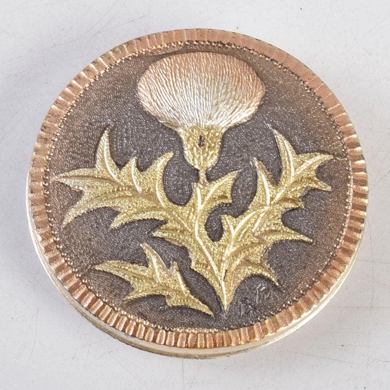 和装小物　彫金　大津陽信作　蒲公英文　帯留　共箱　C　R9042