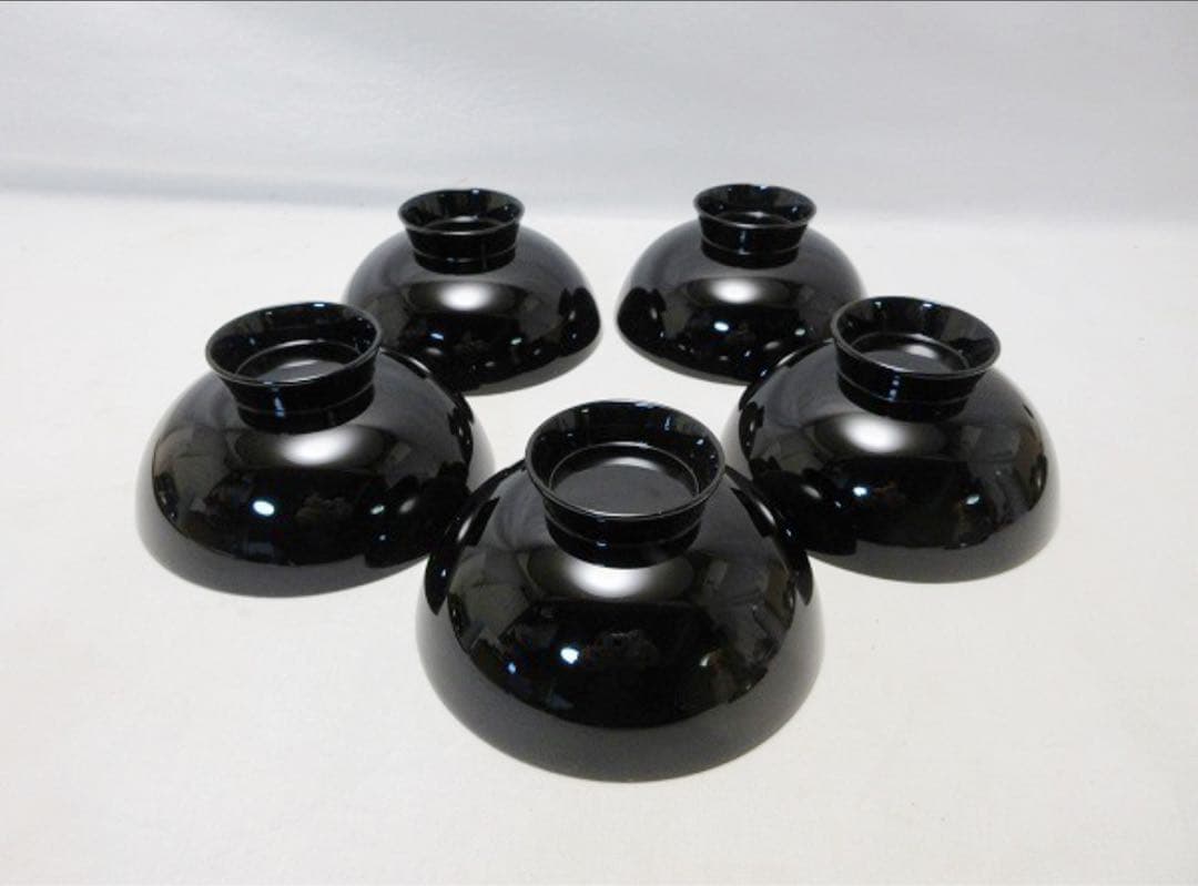 未使用 懐石道具 源伸堂 本漆手塗 天然木製 黒塗 花蒔絵 吸物椀5客 栞 共箱