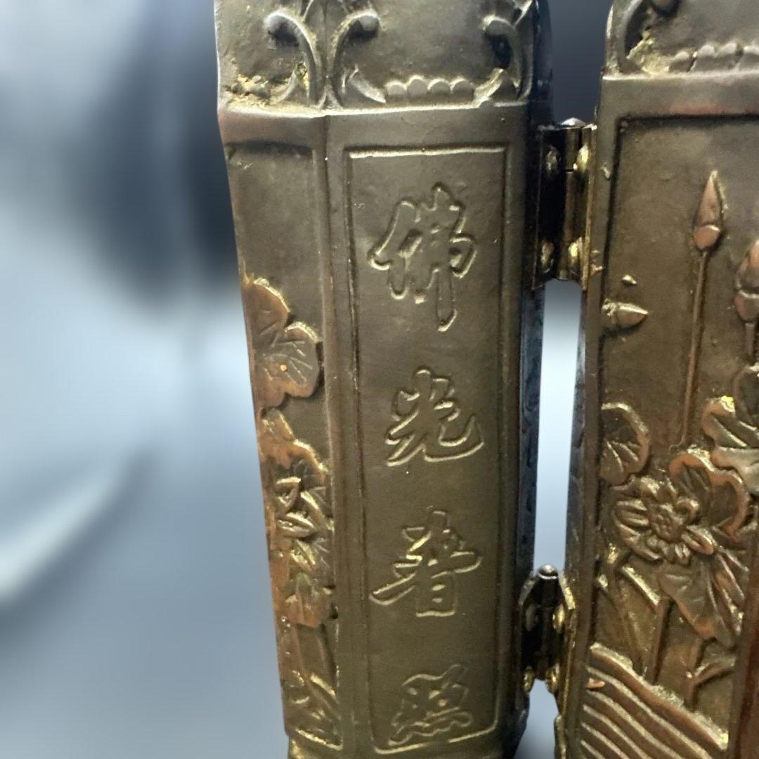 古董 置物 中国 仏像 三面仏像 彫刻