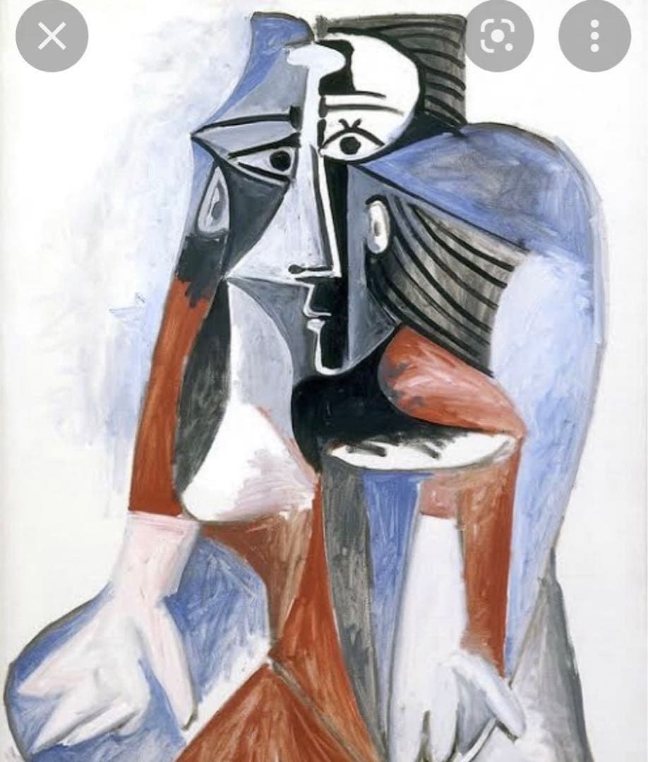 肉筆☆油絵☆F20号『座る女』ピカソ/模写