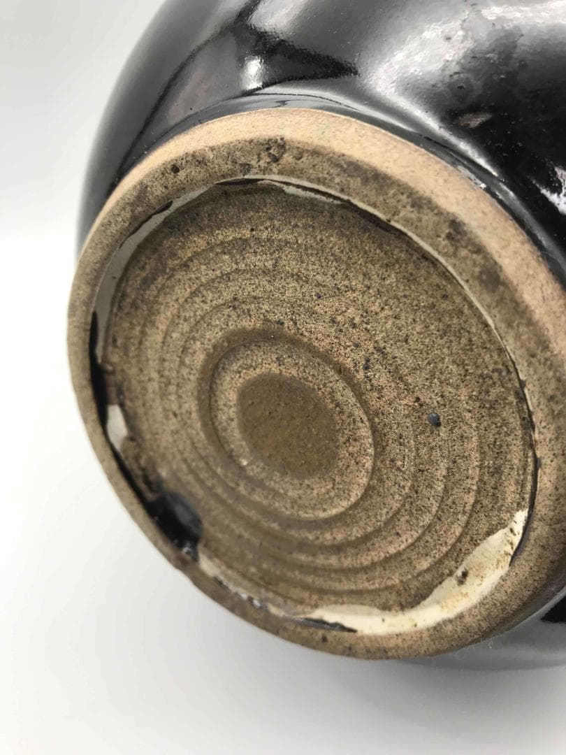 宋 吉州窯黑釉木葉紋玉壺春瓶 古賞物　時代物　唐物 中国古美術(C-32)