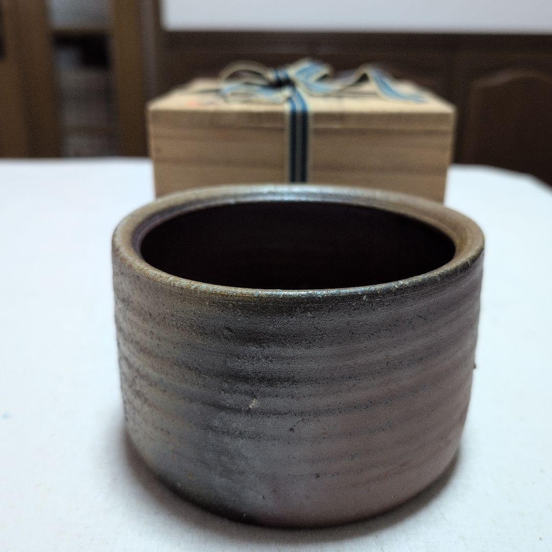 茶道具　建水　備前焼　陶峰造　陶印「カ」共箱入