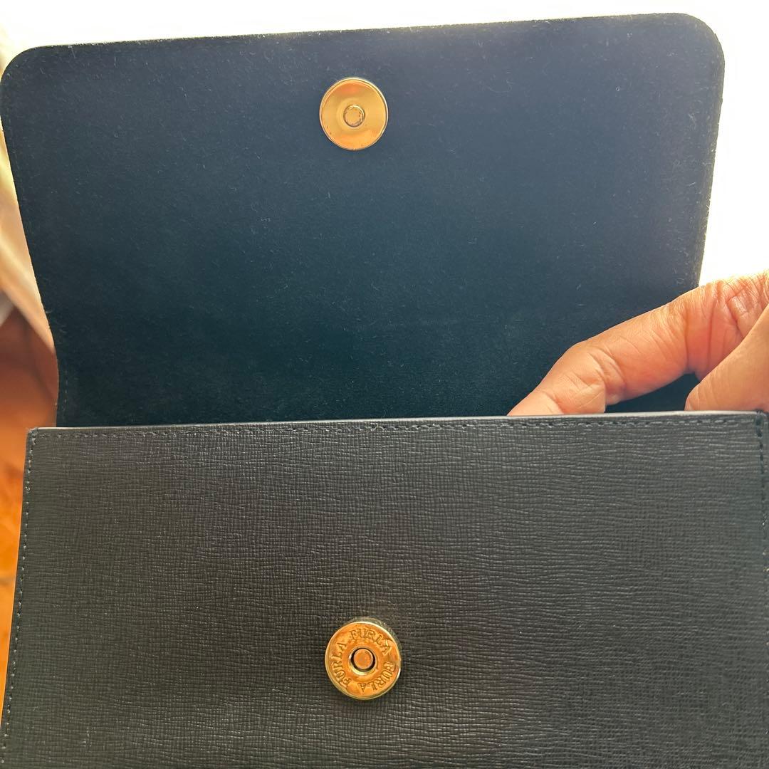 極美品　FURLA リーヴァ 2way ウォレットショルダーバッグ　ブラック