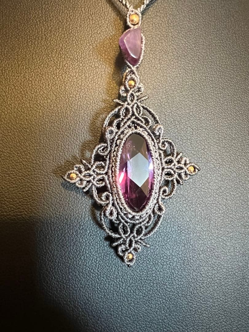 【handmade_Luna】マクラメ× アメシスト ネックレス【2点セット】