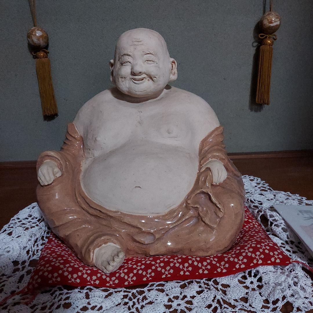 萩焼き物　布袋様置物