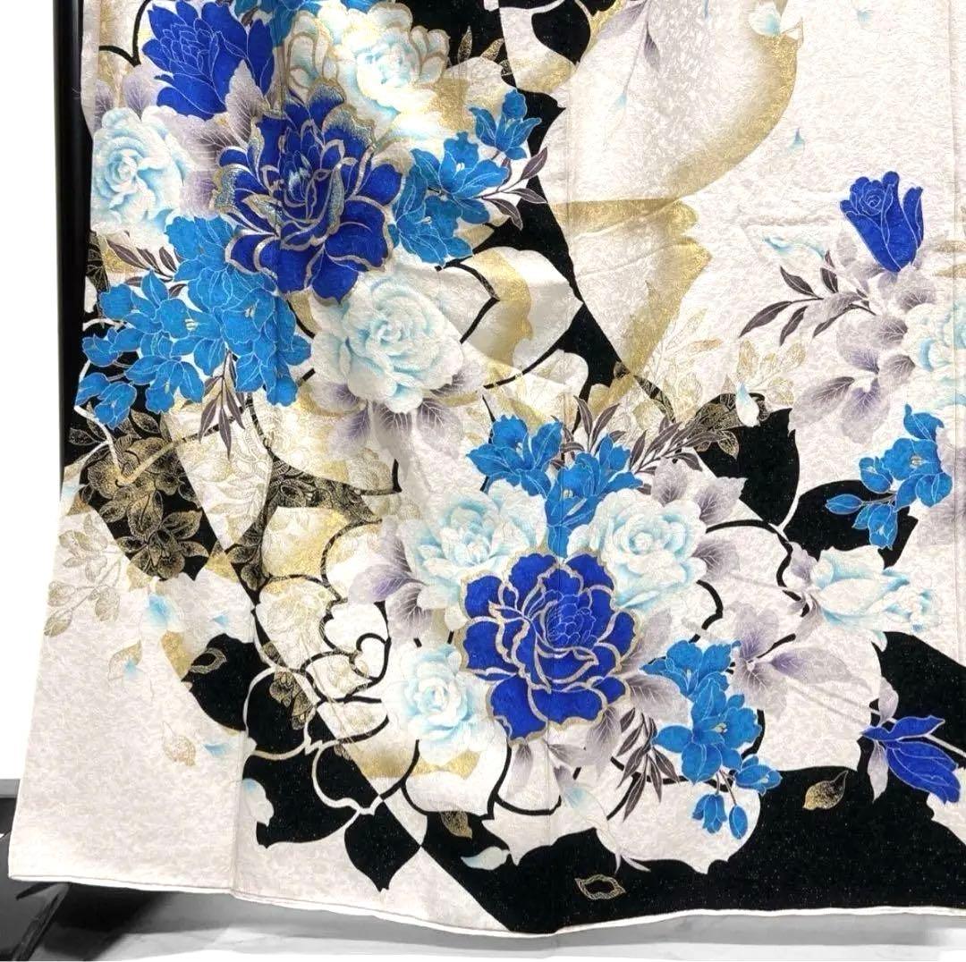 刺繍 金彩 銀通し 薔薇 振袖 着物 013a p