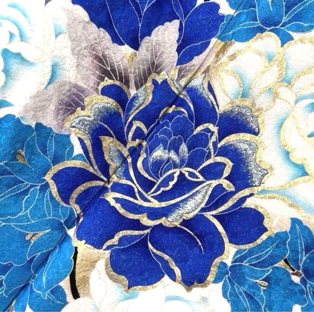 刺繍 金彩 銀通し 薔薇 振袖 着物 013a p