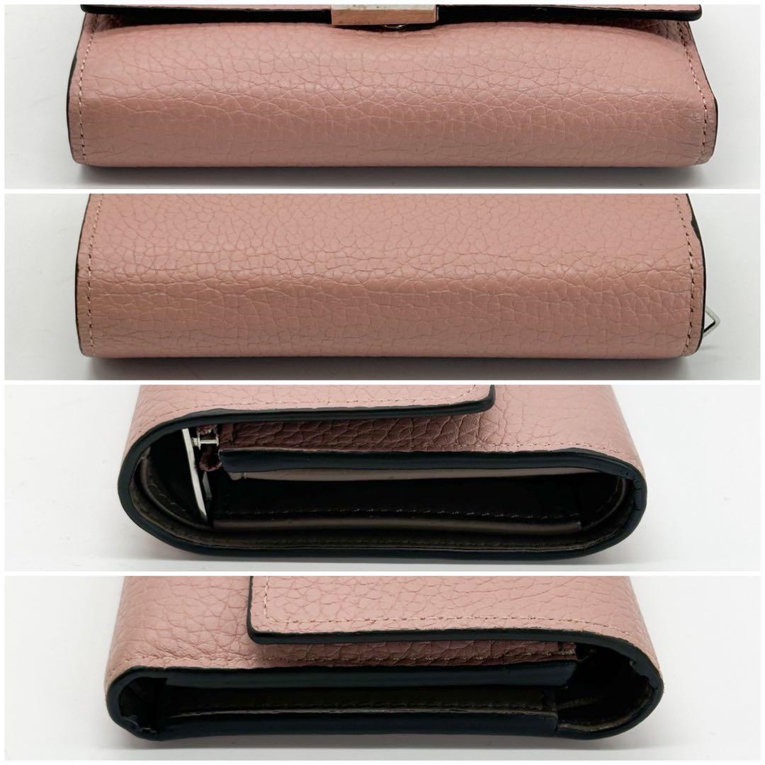 ポルトフォイユ カプシーヌ コンパクト 三つ折り ピンク トリヨン