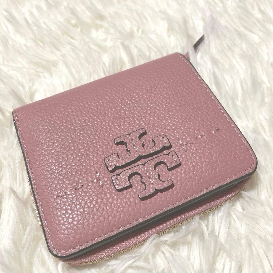 【即発送】美品　トリーバーチ　二つ折り　財布　マックグロー　ピンク　レザー