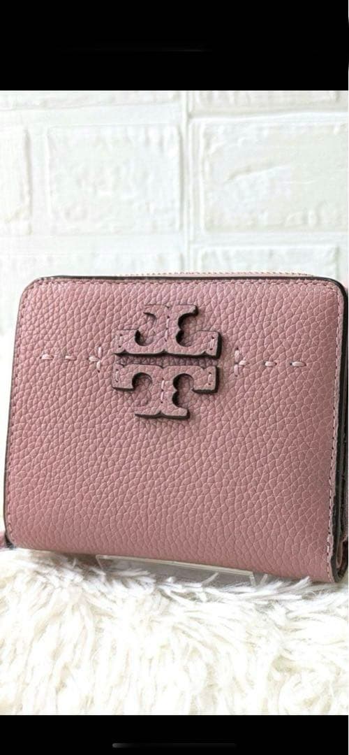 【即発送】美品　トリーバーチ　二つ折り　財布　マックグロー　ピンク　レザー