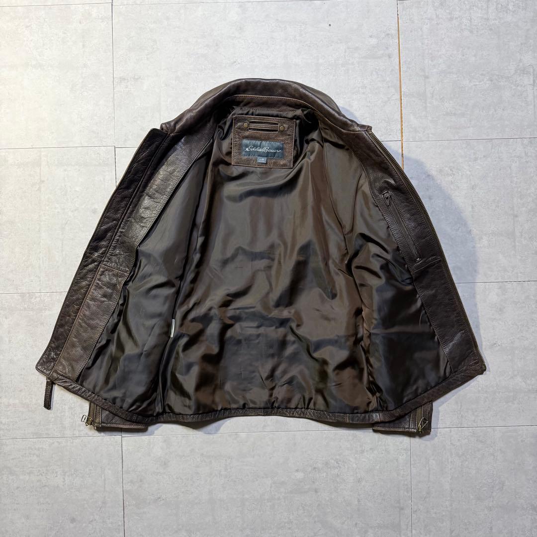 00s Eddie Bauer シングルレザージャケット TALONジップ 本革