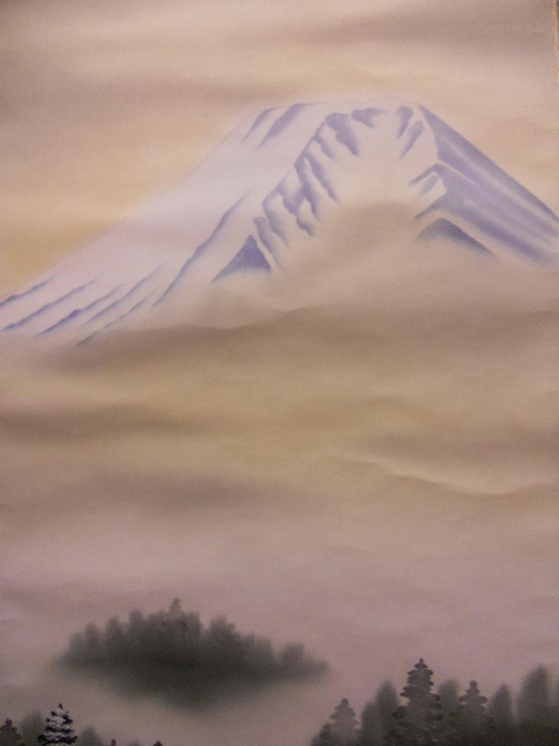 掛け軸 静苑 富士山水 絹本 希少 軸装 茶道具 掛軸 美品 です。