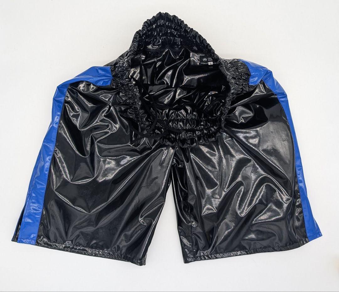 専用★エナメル生地のボクシングトランクス（エナメル裏地つき メンズＬ黒/青